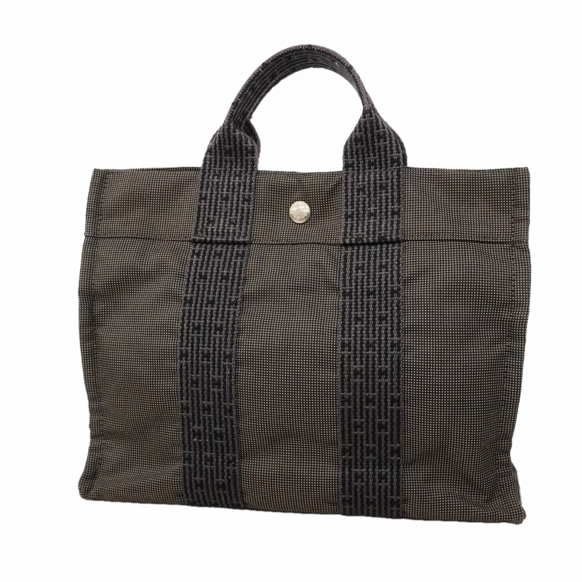 【6fd5097-k】エルメス ハンドバッグ エールラインPM キャンバス グレー シルバー金具【中古】レディース