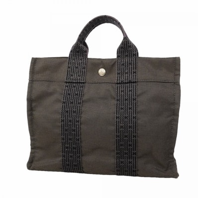 【6fd5097-k】エルメス ハンドバッグ エールラインPM キャンバス グレー シルバー金具【中古】レディース