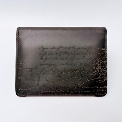 BERLUTI ベルルッティ カリグラフィ ビジネスカードケース 名刺入れ ミニ財布 ブラック グレー ネイビー 未使用に近い