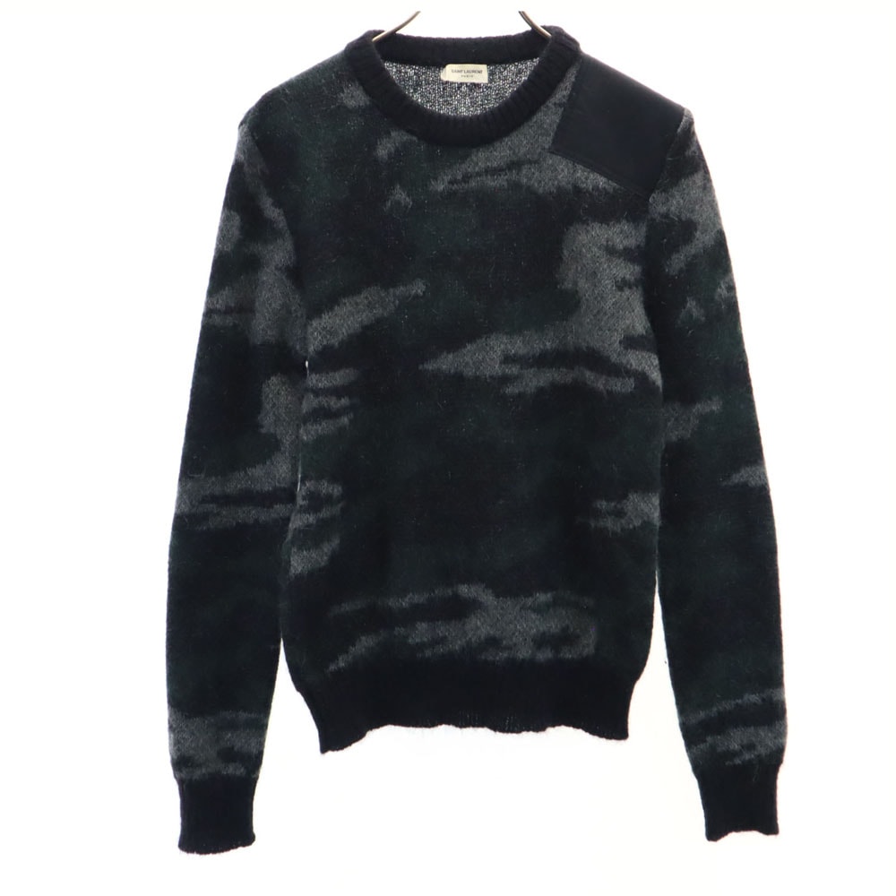 SAINT LAURENT サンローラン モヘヤブレンド カモフラ柄 長袖 コマンド セーター XS グレー 他 ニット 迷彩