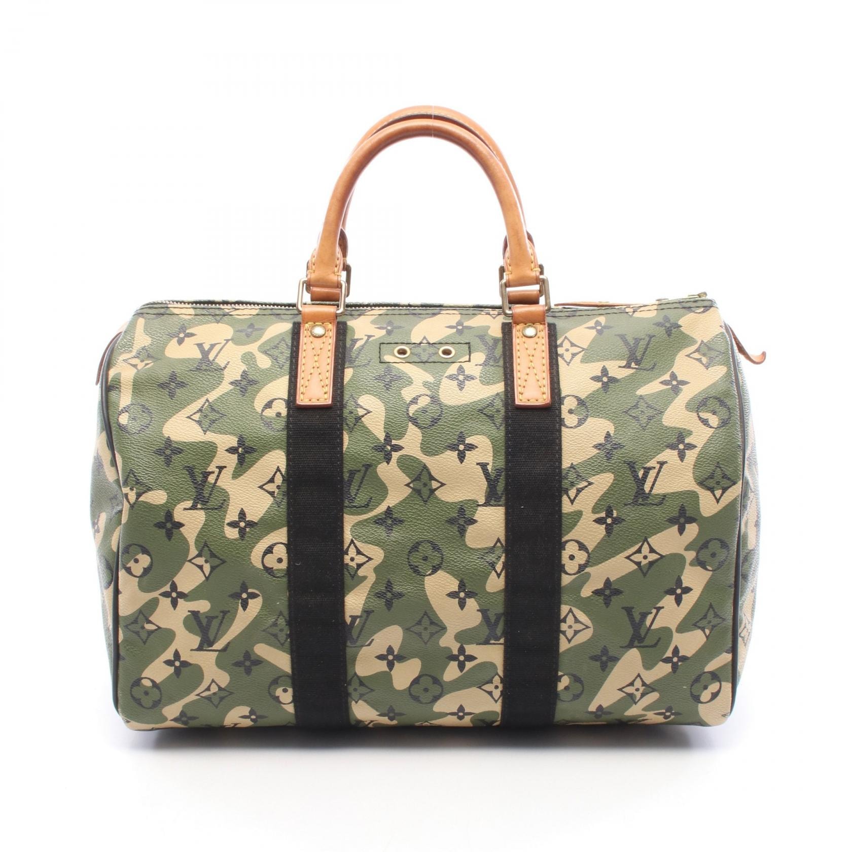 ルイ・ヴィトン LOUIS VUITTON LV × TM スピーディ35 モノグラモフラージュ ハンドバッグ バッグ PVCコーティングキャンバス レザー レディース カーキ系 / ブラウン系 / ブラック系 M95773 【中古】