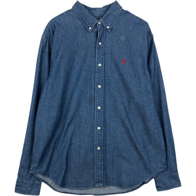 古着 ラルフローレン Ralph Lauren POLO by Ralph Lauren 長袖 ボタンダウンデニムシャツ メンズXL相当/eaa647641
