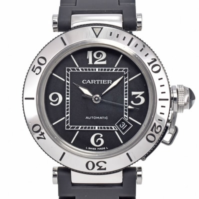 カルティエ CARTIER W31077U2 パシャ シータイマー ブラック 自動巻き メンズ 美品 箱付き 腕時計 I#150641