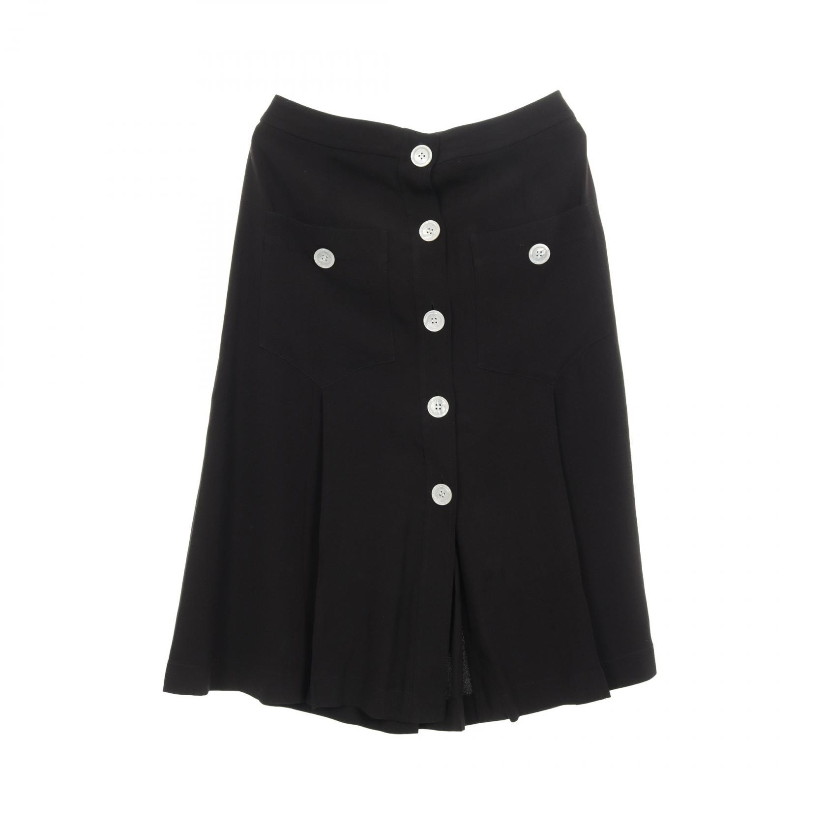 プラダ PRADA サテンサブレ スカート 衣料品 ボトムス レーヨン シルク レディース ブラック系 【中古】