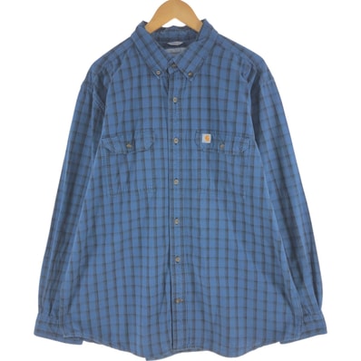 古着 カーハート Carhartt ORIGINAL FIT チェック柄 長袖 ボタンダウン ワークシャツ メンズXL相当/eaa564477