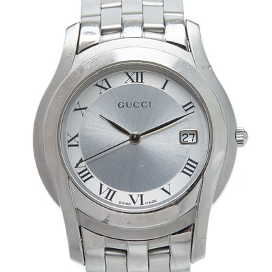 グッチ Gクラスデイト 腕時計 5500M クオーツ シルバー文字盤 ステンレススチール メンズ GUCCI 【中古】