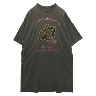 doublet ダブレット 25SS 25SS30CS367 DOUBLET PFW TOUR T-SHIRT パリ ファッションウィーク ツアー ロング丈 Tシャツ 半袖 カットソー グレー系【中古】