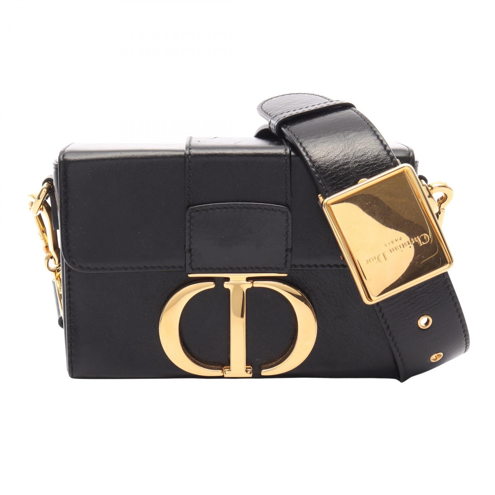 ディオール Dior 30 MONTAIGNE モンテーニュ ボックス ショルダーバッグ バッグ レザー レディース ブラック系 【中古】