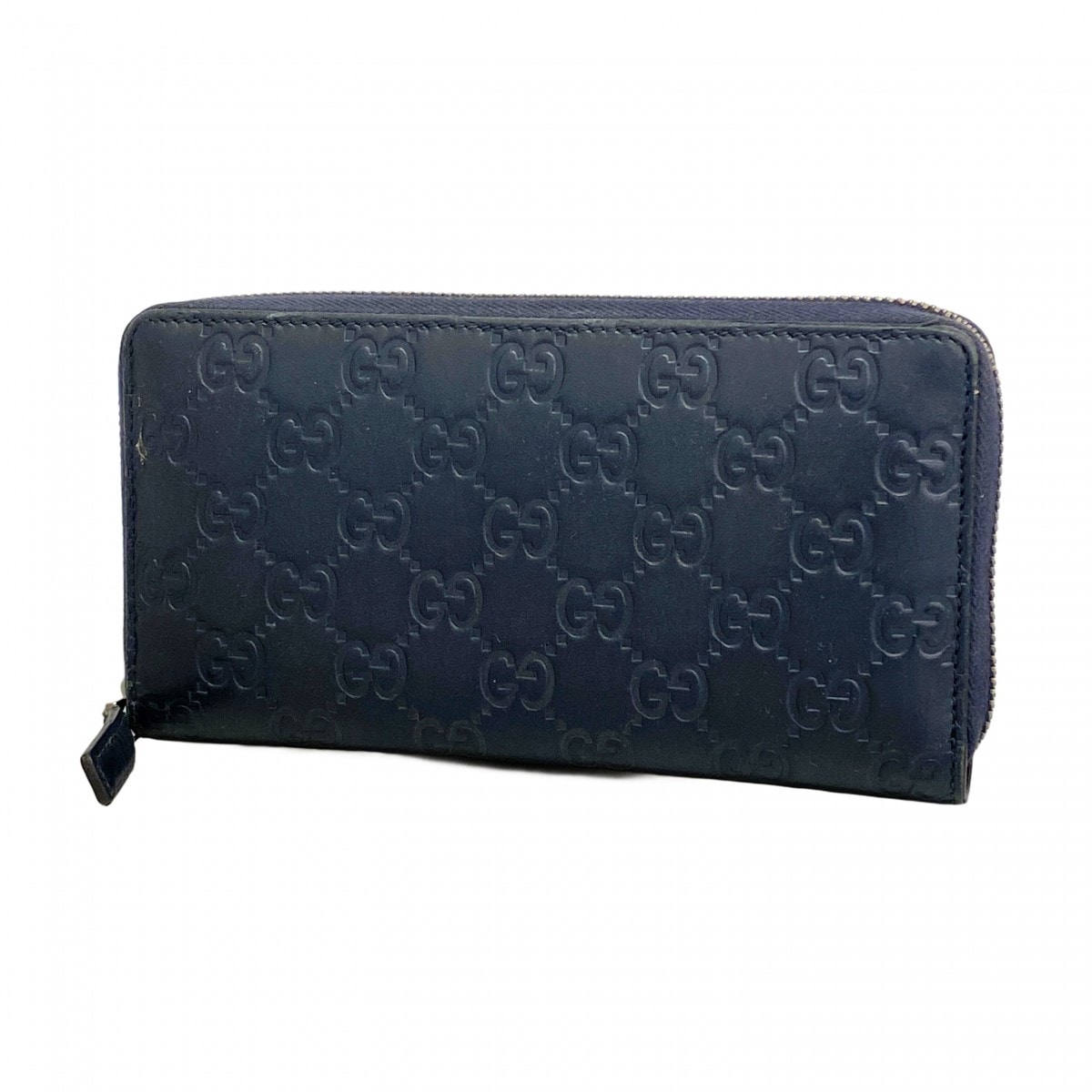 ★SALE【6dc3163】グッチ 長財布 グッチシマ 307987 レザー ネイビー シルバー金具【中古】メンズ レディース ユニセックス