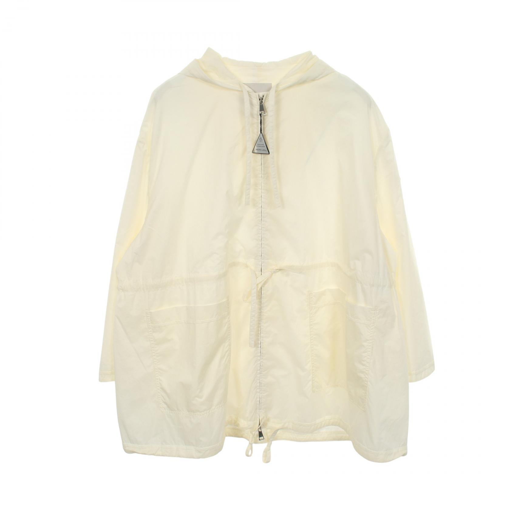 モンクレール MONCLER SUIR フード付き ナイロンジャケット 衣料品 アウター ナイロン レディース アイボリー系 【中古】