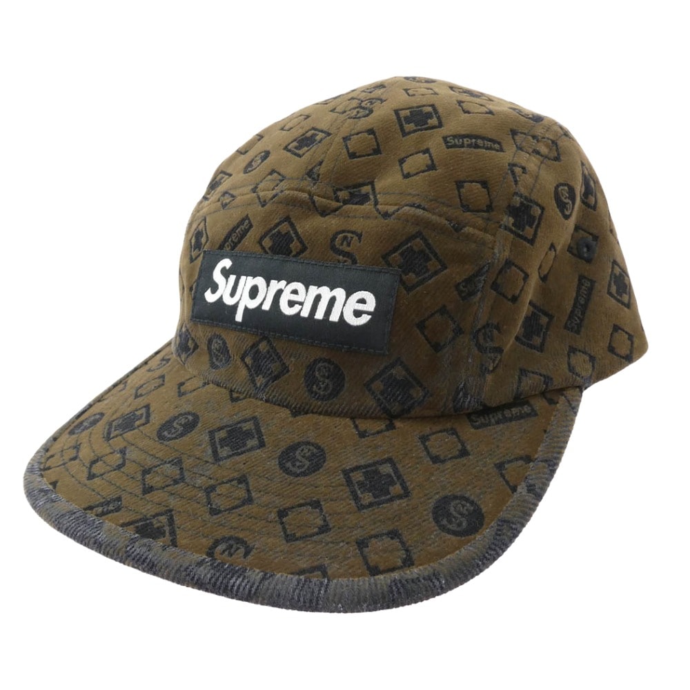 Supreme シュプリーム 帽子 24AW flocked denim camp cap フロックド デニム キャンプ キャップ 帽子 ブラウン系【中古】