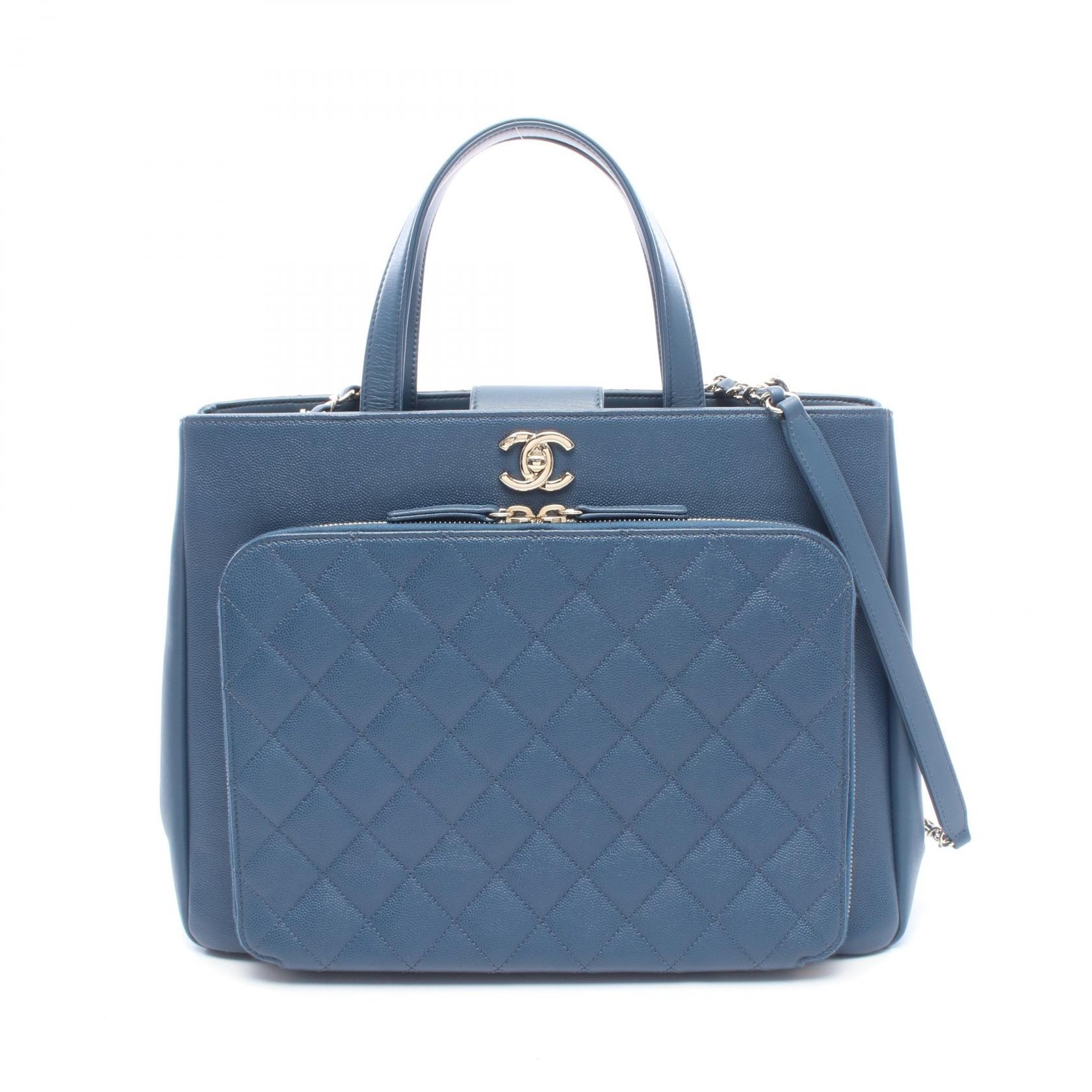 シャネル CHANEL ビジネスアフィニティ マトラッセ ショルダーバッグ バッグ キャビアスキン(グレインドカーフ) レディース ブルー系 A93750 【中古】