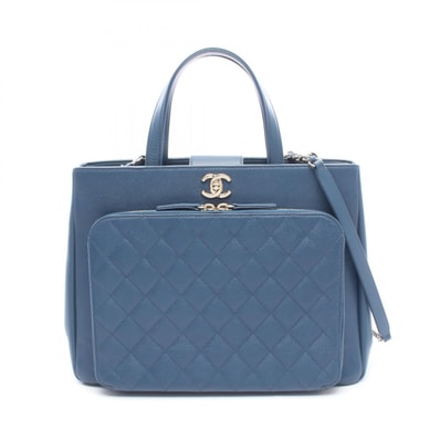 シャネル CHANEL ビジネスアフィニティ マトラッセ ショルダーバッグ バッグ キャビアスキン(グレインドカーフ) レディース ブルー系 A93750 【中古】