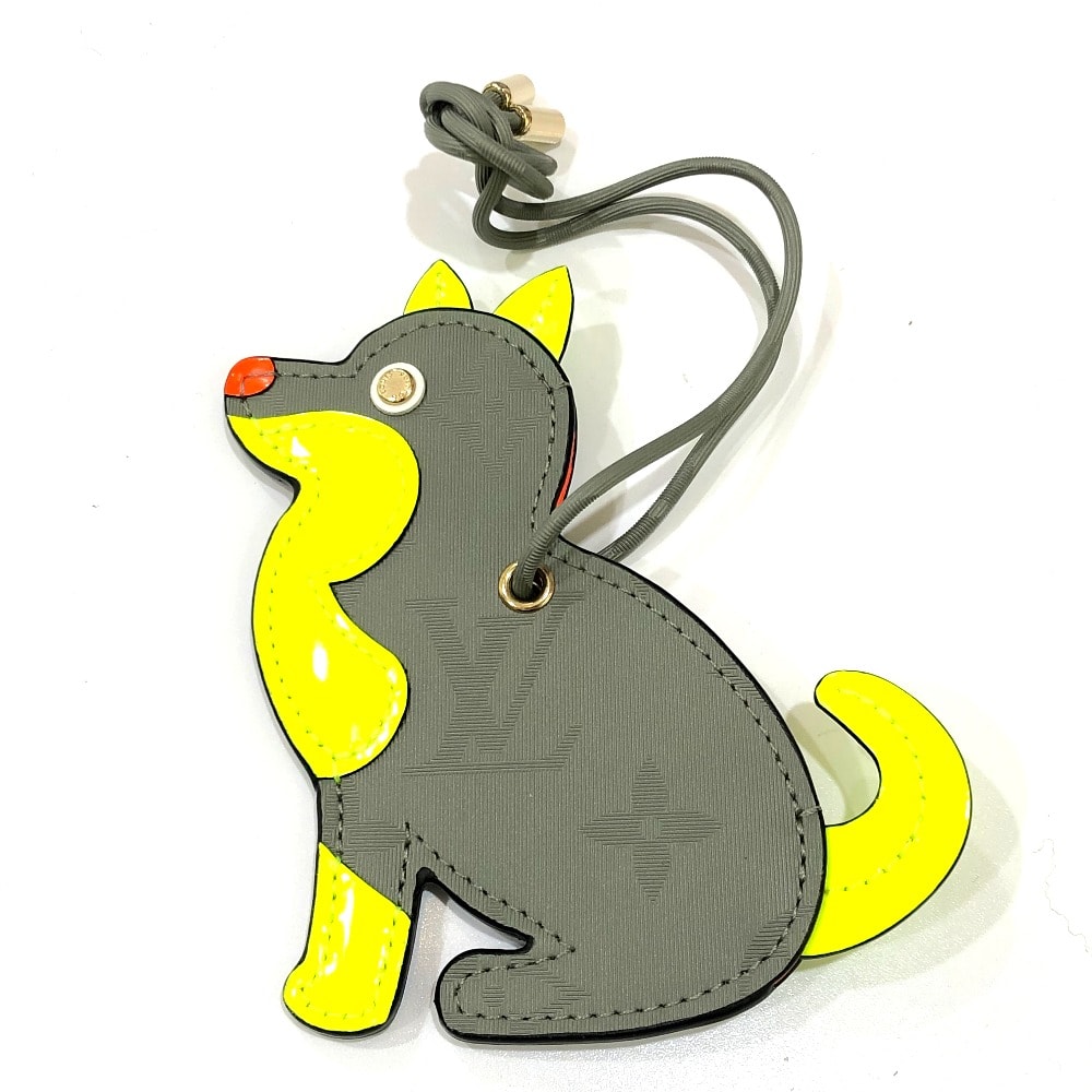 ルイヴィトン LOUIS VUITTON ポルトアドレス 犬 M63280 モノグラム チタニウム ポップアップ限定/小物 チャーム レザー グレー