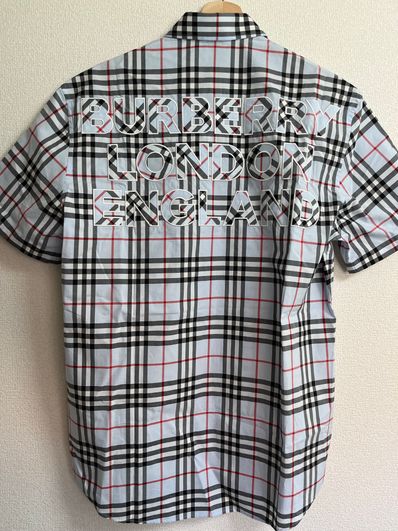 新品 バーバリー ノバチェック 半袖 バックロゴ シャツ M