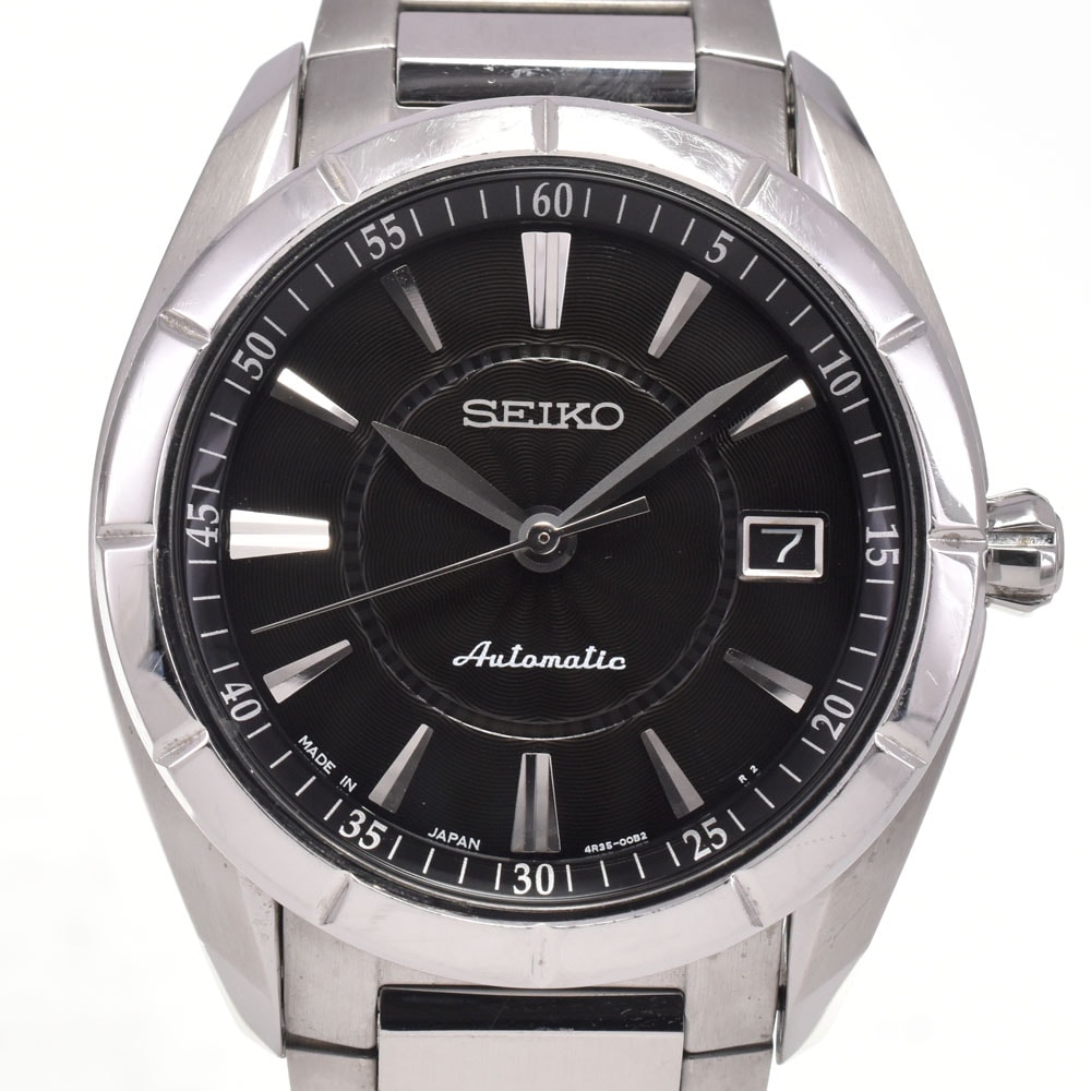 セイコー SEIKO 4R35-00D0 プレサージュ デイト ブラック 自動巻き メンズ 腕時計 H#147570