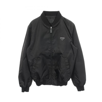 プラダ PRADA Re-Nylon 三角プレート ブルゾン 衣料品 アウター ナイロン メンズ ブラック系 SGH038 【中古】