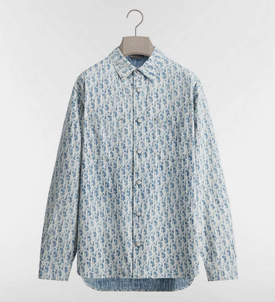 Dior Overshirt Dior Oblique Kasuri Cotton Denim "Blue/White"
