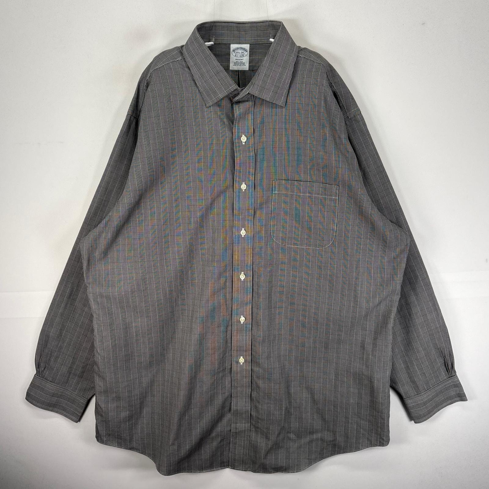 古着 ブルックスブラザーズ Brooks Brothers 長袖シャツ 胸ポケット XL  グレー系 チェック メンズ