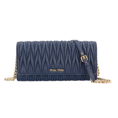 ミュウ ミュウ マテラッセ ショルダーバッグ レザー ネイビー レディース Miu Miu 中古