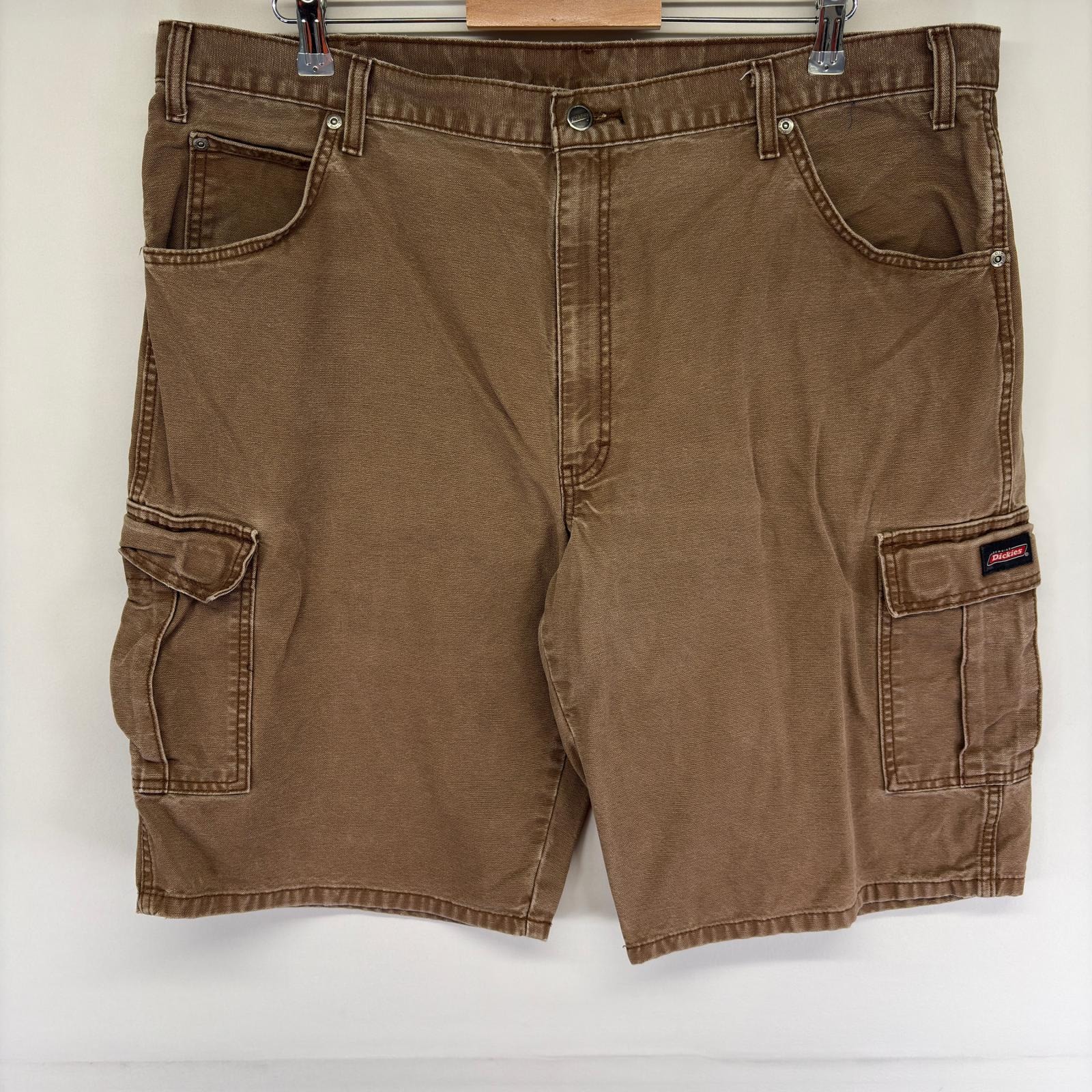 古着 ディッキーズ Dickies ダック パンツ ペインター ワークパンツ ショート ワンポイントロゴ ハーフ w42  ブラウン系 メンズ