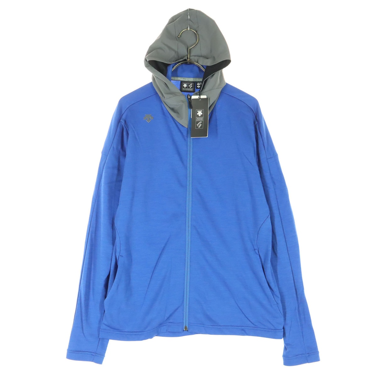 未使用 DESCENTE デサント ワンポイントロゴ 長袖 ジップパーカー M ブルー