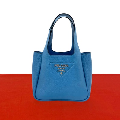PRADA プラダ ヴィッテロダイノ 三角ロゴ 金具 レザー ハンドバッグ ブルー
42704