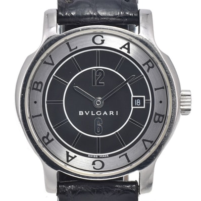 ブルガリ BVLGARI ST29S ソロテンポ ブラック/シルバー クォーツ レディース 良品 袋付き 腕時計 I#147802