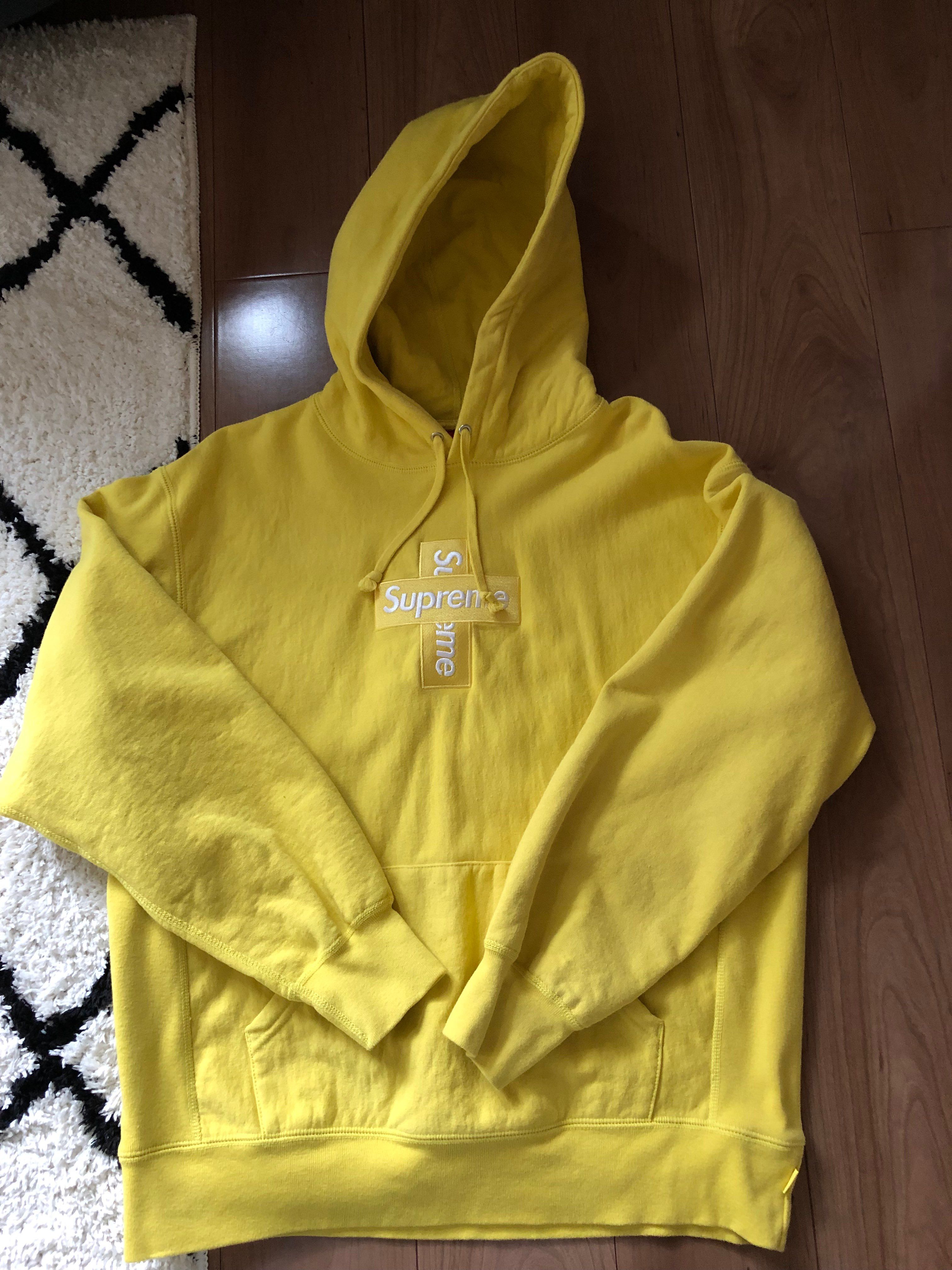 Supreme Cross Box Logo Hooded Sweatshirt "Yellow"