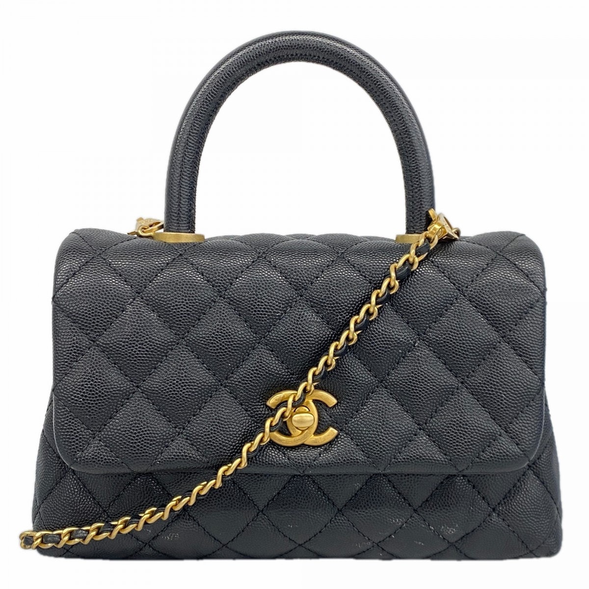 ★SALE【6da0367】シャネル ハンドバッグ マトラッセ チェーンショルダー ココハンドル キャビアスキン ブラック ゴールド金具 2wayバッグ【中古】レディース