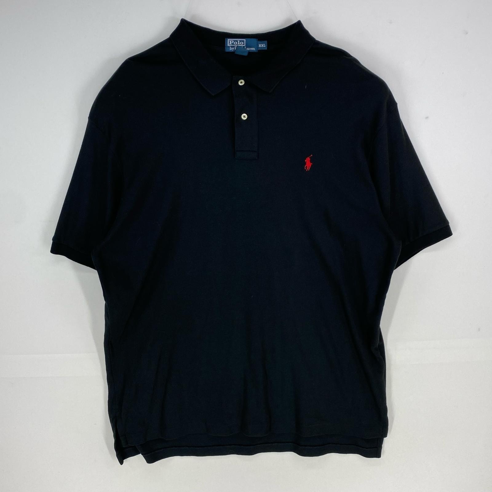 古着 ポロバイラルフローレン Polo by Ralph Lauren 半袖シャツ 刺繍ロゴ ワンポイント ポロシャツ 2XL ブラック系 メンズ