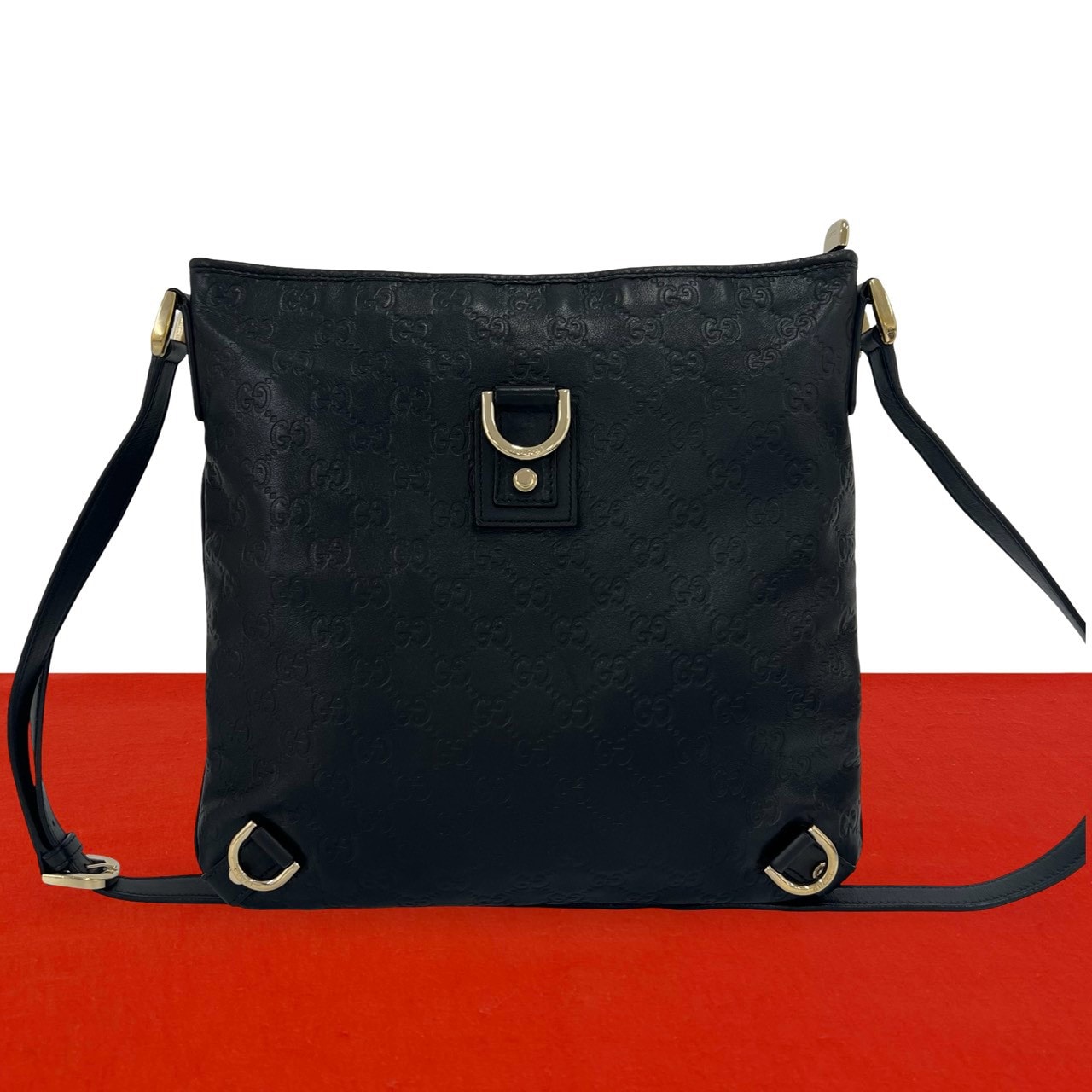 GUCCI グッチ アビー グッチシマ レザー ショルダーバッグ ブラック
 pe1-3