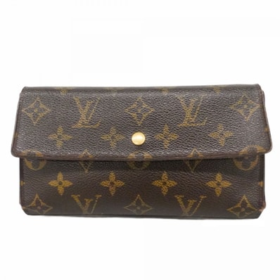 【6da0121】ルイヴィトン 三つ折り長財布 モノグラム ポルトフォイユ インターナショナル M61215 ブラウン【中古】メンズ レディース ユニセックス