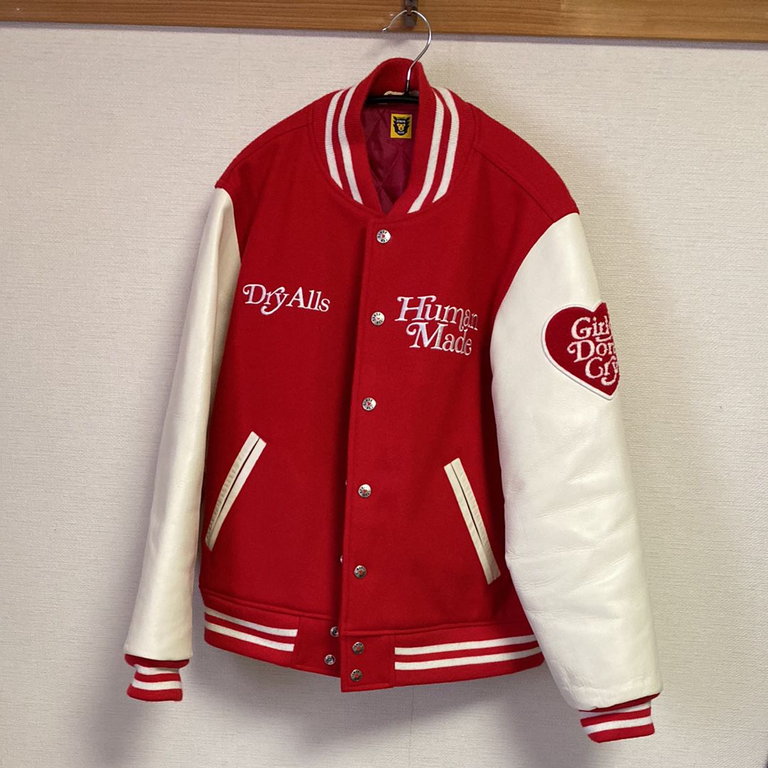 HUMAN MADE Girls Don ’t Cry college jacket "Red" / VERDY