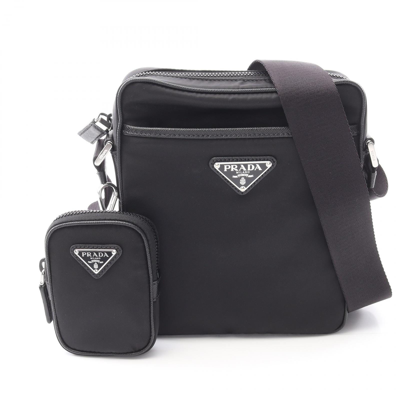プラダ PRADA TESSUTO+SAFFIAN ショルダーバッグ バッグ ナイロン サフィアーノレザー メンズ レディース ブラック系 2VH1122DMHF0002 【新品】