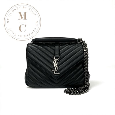 サンローラン SAINT LAURENT カレッジ バッグ ショルダーバッグ レザー ブラック 黒 シルバー YSLロゴ キルティング 2WAY ハンドバッグ