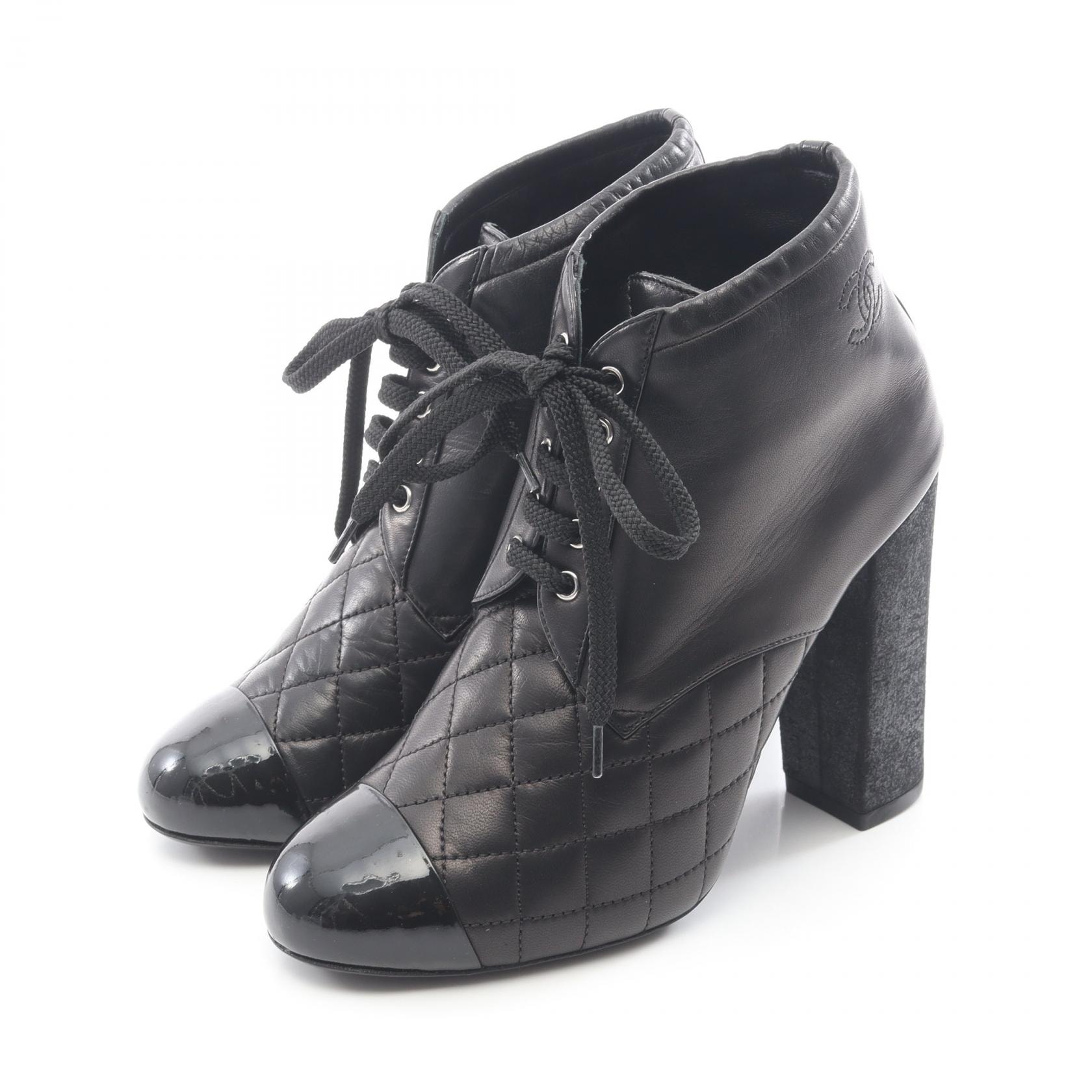 シャネル CHANEL ココマーク キルティング ブーツ 靴 レザー レディース ブラック系 G28710 【中古】