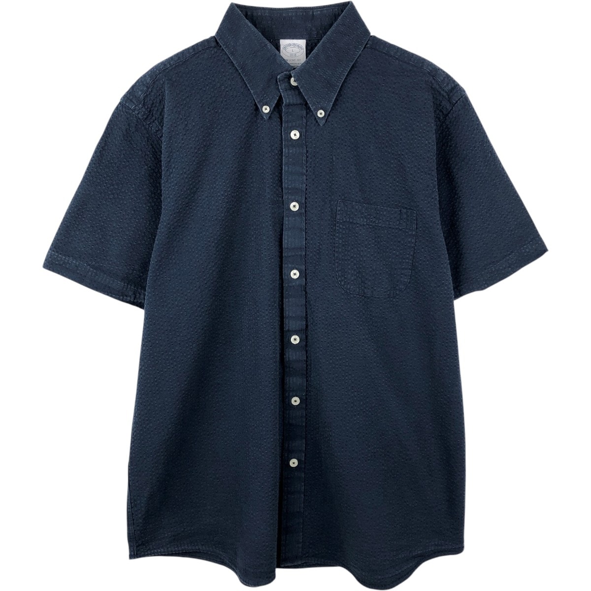 古着 ブルックスブラザーズ Brooks Brothers 1818 REGENT FIT シアサッカー 半袖 ボタンダウンシャツ メンズL相当/eaa665322