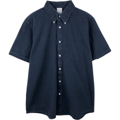 古着 ブルックスブラザーズ Brooks Brothers 1818 REGENT FIT シアサッカー 半袖 ボタンダウンシャツ メンズL相当/eaa665322