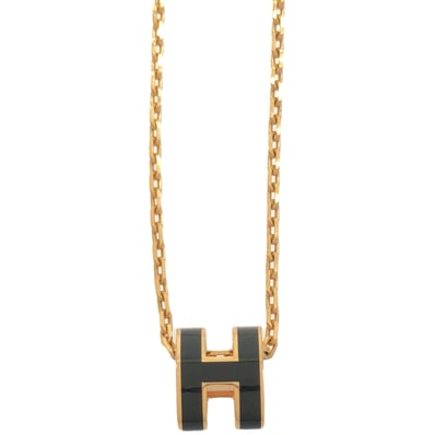 Hermes Mini Pop H Pendant "Black/Gold"