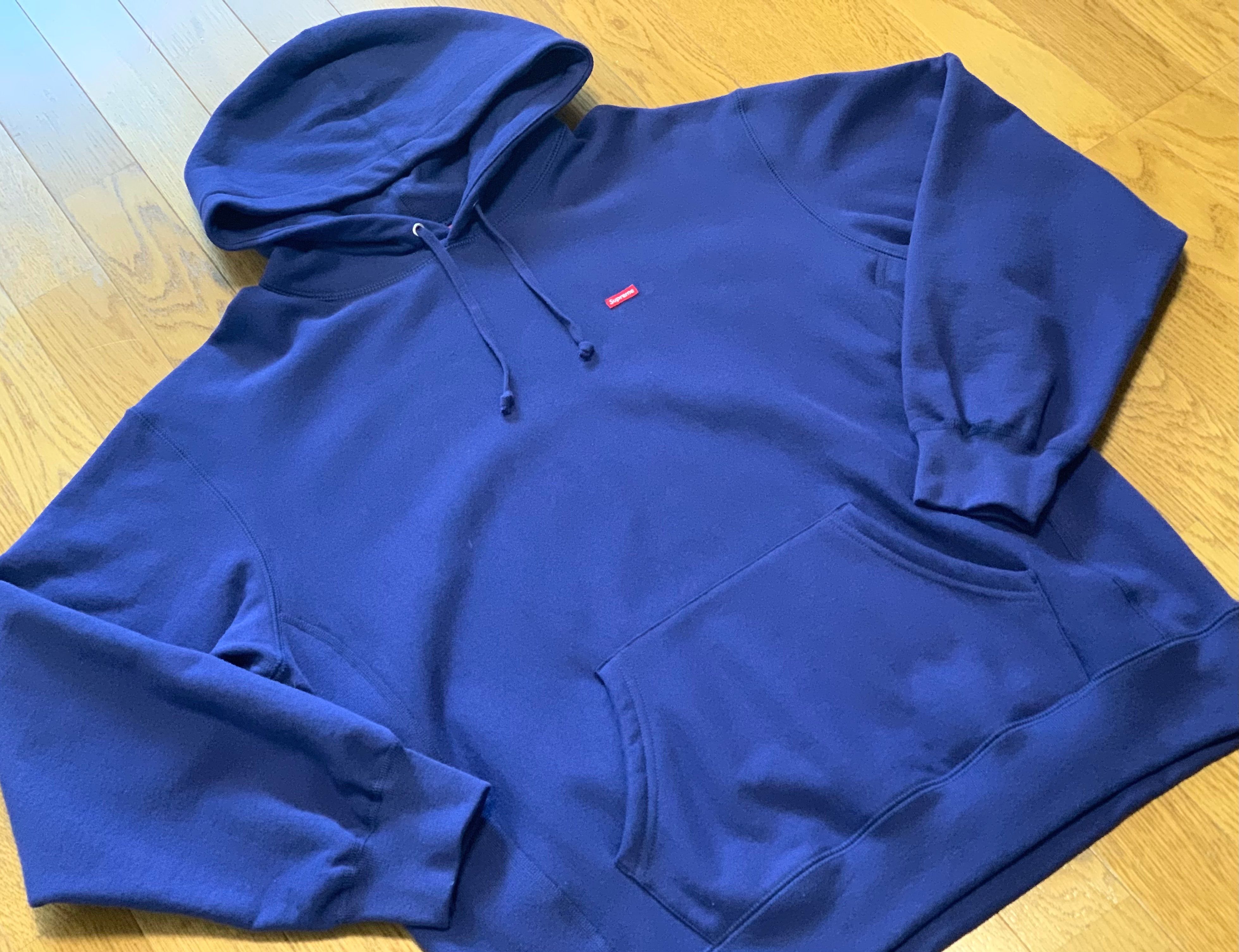 Supreme Small Box Hooded Sweatshirt "Washed Navy" (21SS)