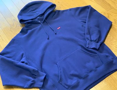 Supreme Small Box Hooded Sweatshirt "Washed Navy" (21SS)