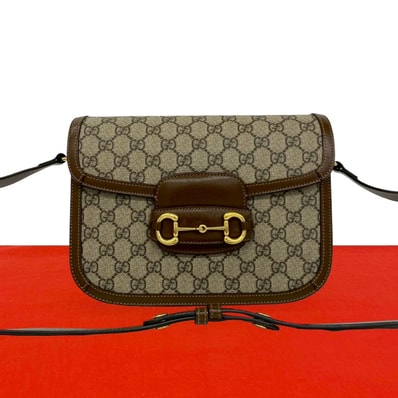GUCCI グッチ ホースビット 1955 GGスプリーム レザー ポリウレタン ショルダーバッグ ブラウン
45357