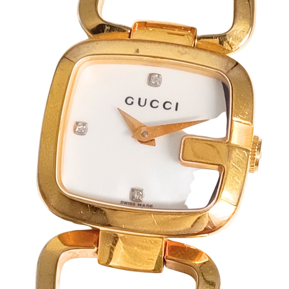 GUCCI グッチ 125.5 Gコレクション 3Pダイヤ シェル文字盤 クォーツ レディース 腕時計 C1192
