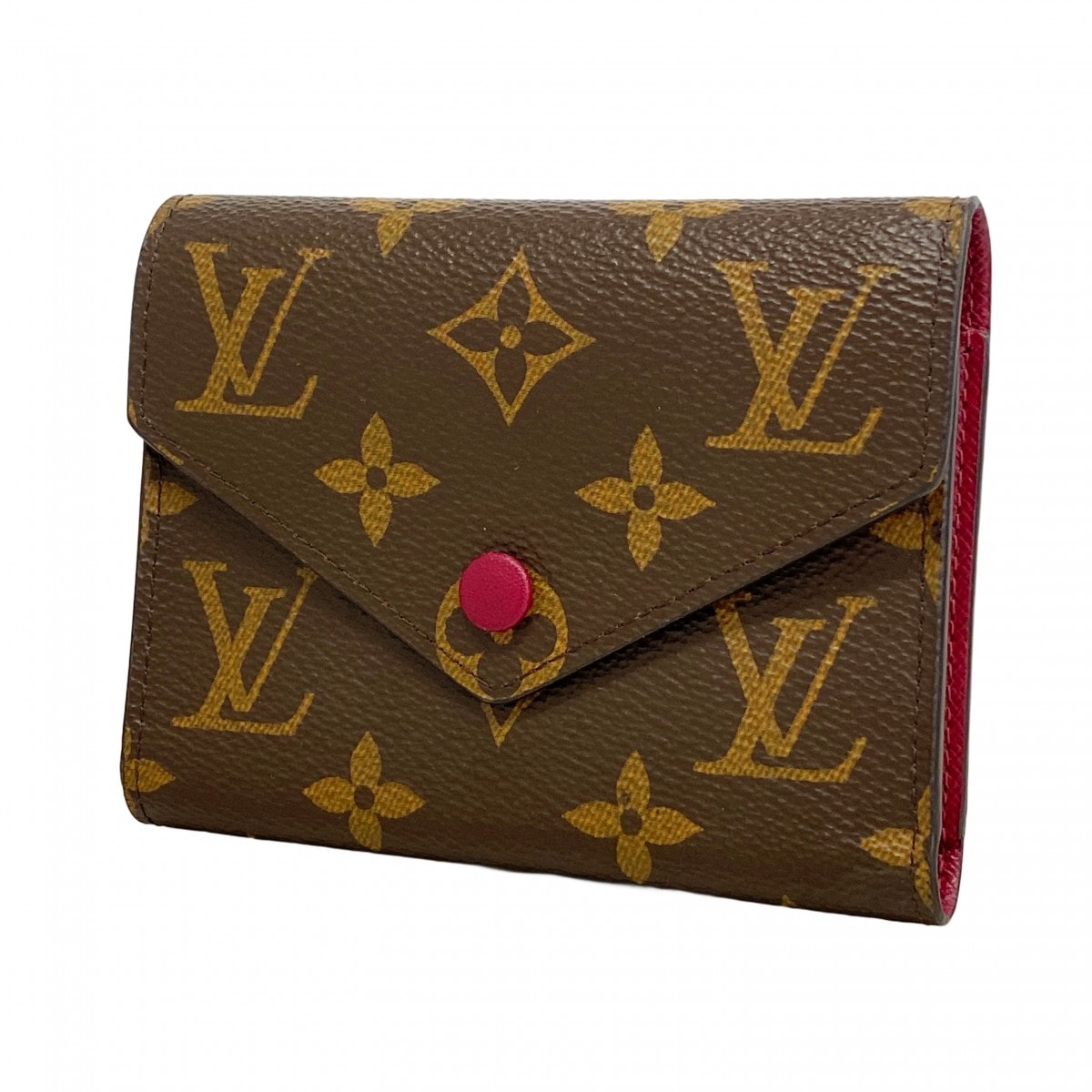 ★SALE【6cd5629】ルイヴィトン 三つ折り財布 モノグラム ポルトフォイユヴィクトリーヌ M41938 フューシャ【中古】レディース