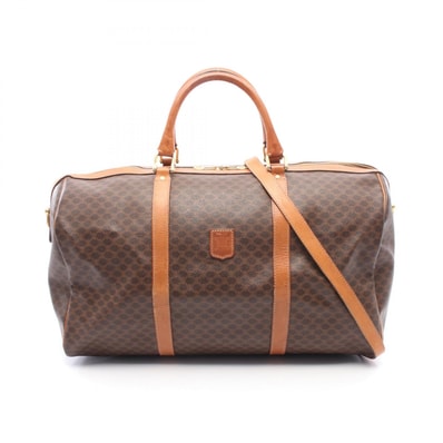 セリーヌ CELINE マカダム 2WAY ボストンバッグ バッグ PVCコーティングキャンバス レザー レディース ブラウン系 【中古】
