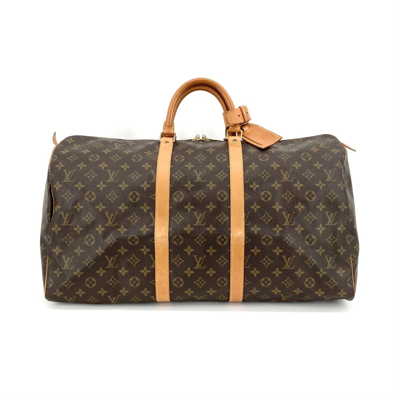 LOUIS VUITTON(ルイ・ヴィトン) キーポル55 モノグラムキャンバス レザー ネームタグ付 M41424 ボストンバッグ ブラウン