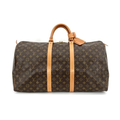 LOUIS VUITTON(ルイ・ヴィトン) キーポル55 モノグラムキャンバス レザー ネームタグ付 M41424 ボストンバッグ ブラウン