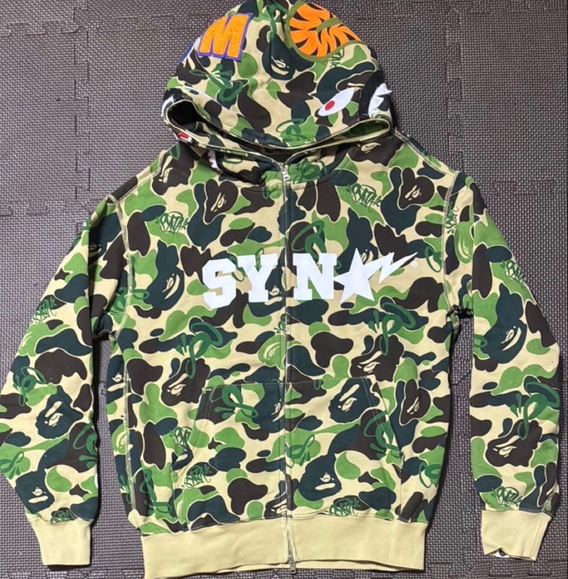 A BATHING APE x Spotify x SYNA World by Central Cee Camo Shark Full Zip Hoodie "Green"
