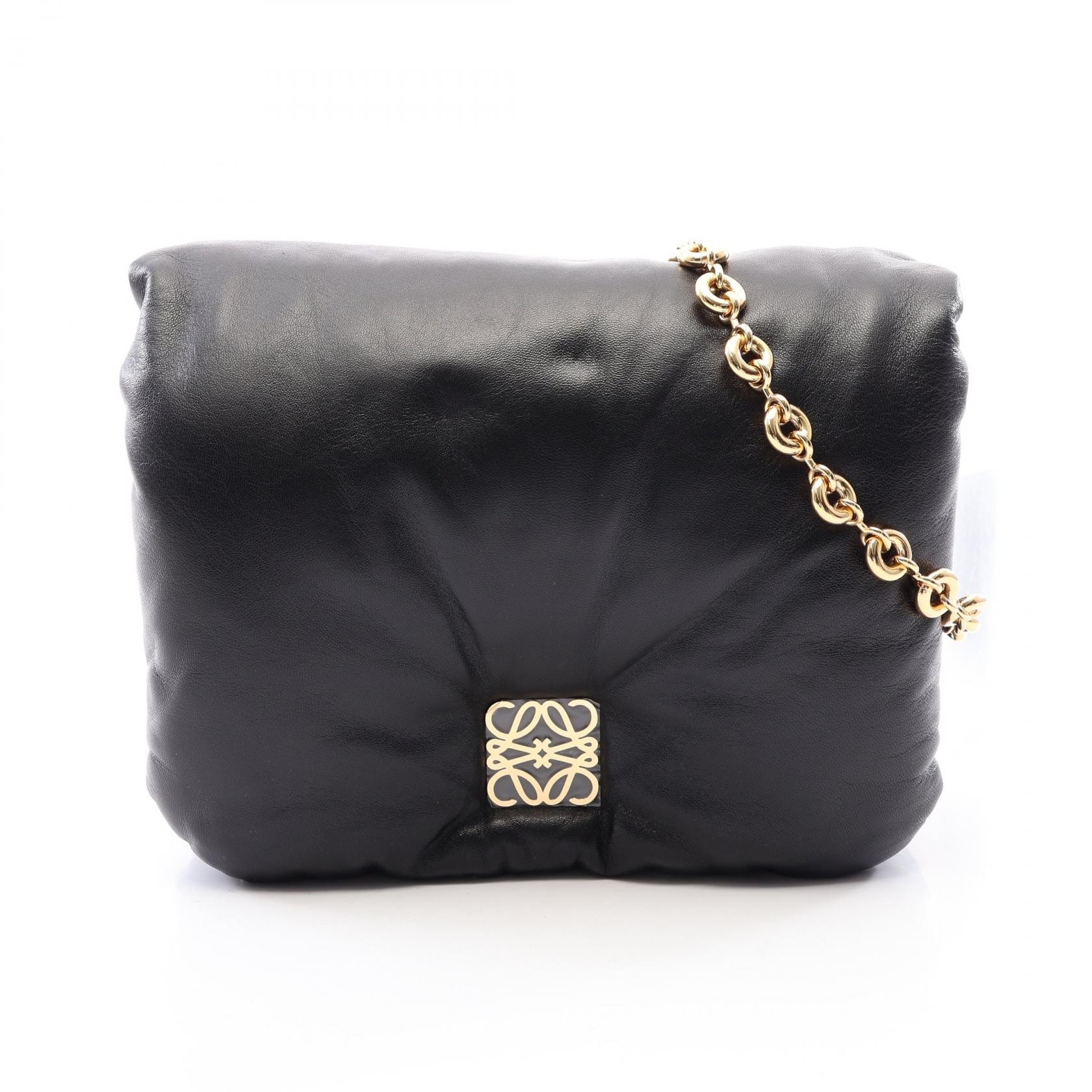 ロエベ LOEWE パファー ゴヤバッグ ショルダーバッグ バッグ レザー レディース ブラック系 【中古】